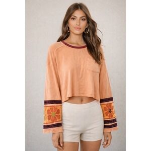 Free People All In Cuff Long Sleeve Top Size Small